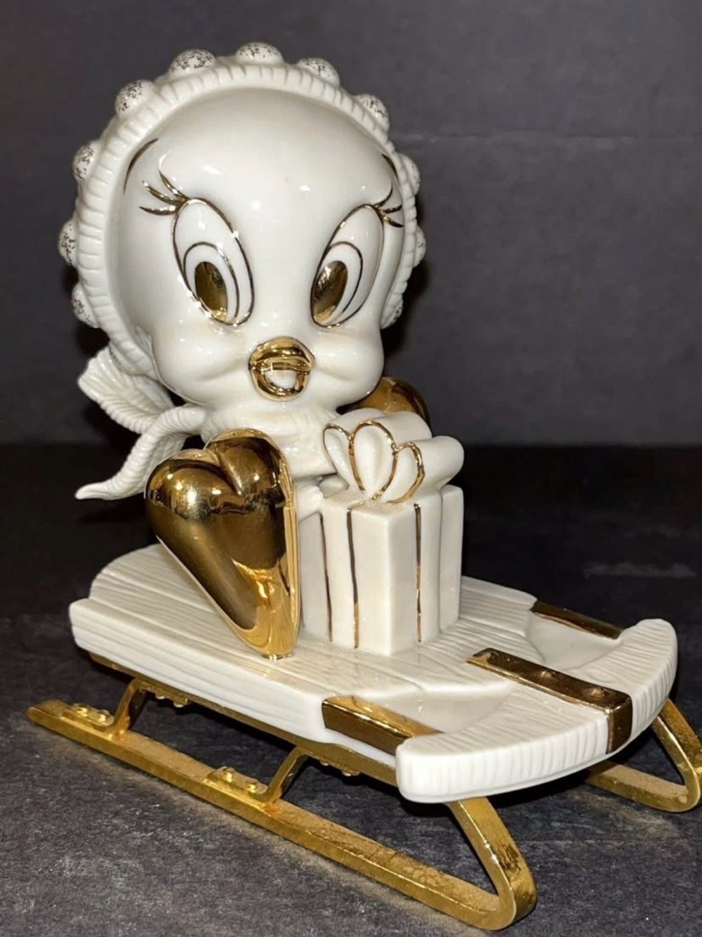 Lenox White and Gold Tweety's Express Delivery Figurine Accent